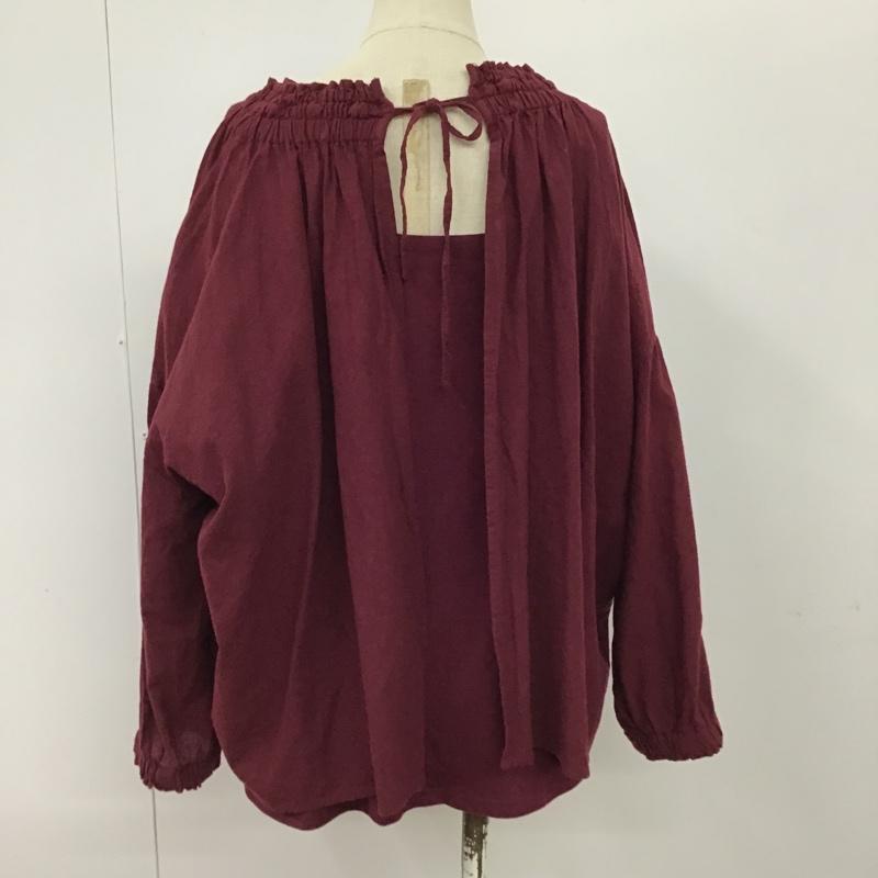 サマンサモスモス Samansa Mos2 カットソー 長袖 1707521 インナー付衿シャーリングブラウス FREE 無地 ボルドー / ボルドー /  レディース USED 古着 中古 10093647