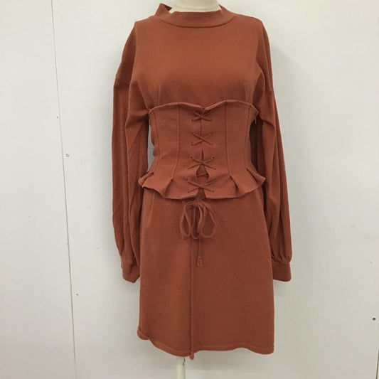 スライ SLY ワンピース ミニスカート 030AAK83-1330 モックネック コルセット付き 長袖 2 無地 橙 / オレンジ /  レディース USED 古着 中古 10093747