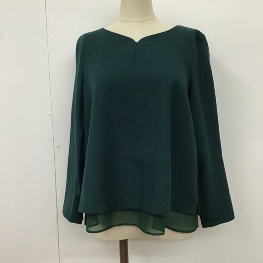 ナチュラルビューティーベーシック NATURAL BEAUTY BASIC カットソー 長袖 017-8210030 TWジョーゼットハートネックブラウス S 無地 緑 / グリーン /  レディース USED 古着 中古 10093753