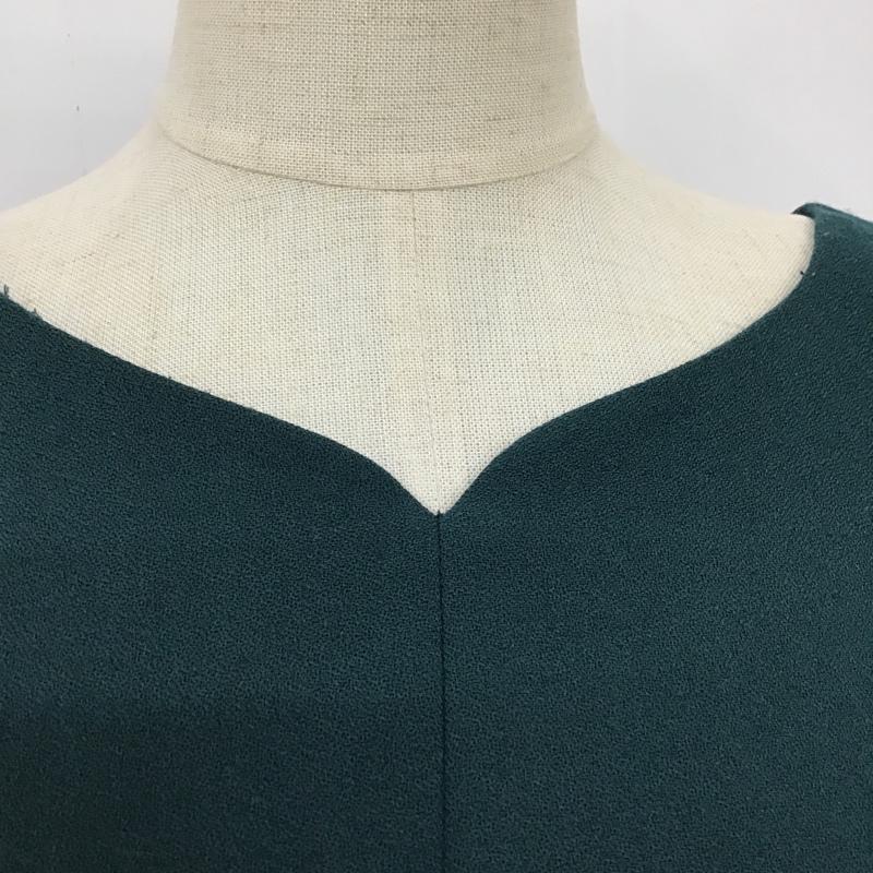 ナチュラルビューティーベーシック NATURAL BEAUTY BASIC カットソー 長袖 017-8210030 TWジョーゼットハートネックブラウス S 無地 緑 / グリーン /  レディース USED 古着 中古 10093753