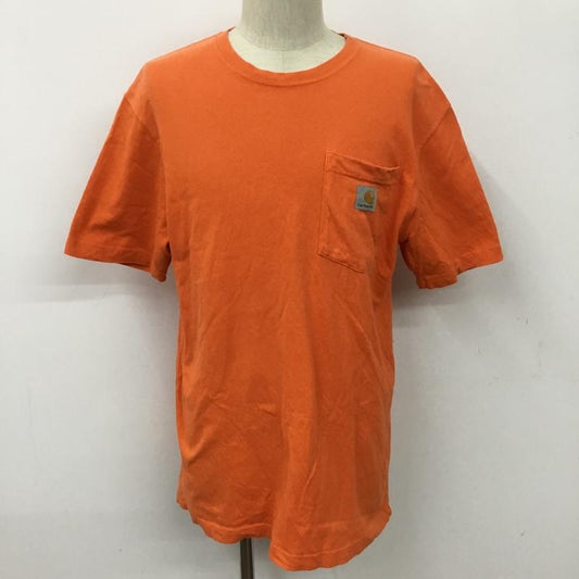 カーハート Carhartt Tシャツ 半袖 K87 ORG 胸ポケット S ロゴ、文字 橙 / オレンジ /  メンズ USED 古着 中古 10093784