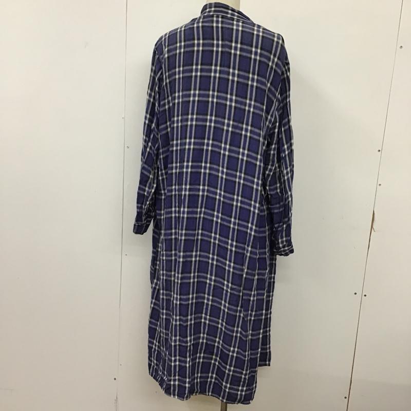 古着 USED カーディガン 長袖 travelaire ガウン ロング丈 L チェック 青 / ブルー / X 白 / ホワイト / X 黒 / ブラック / X 赤 / レッド /  メンズ USED 古着 中古 10093829