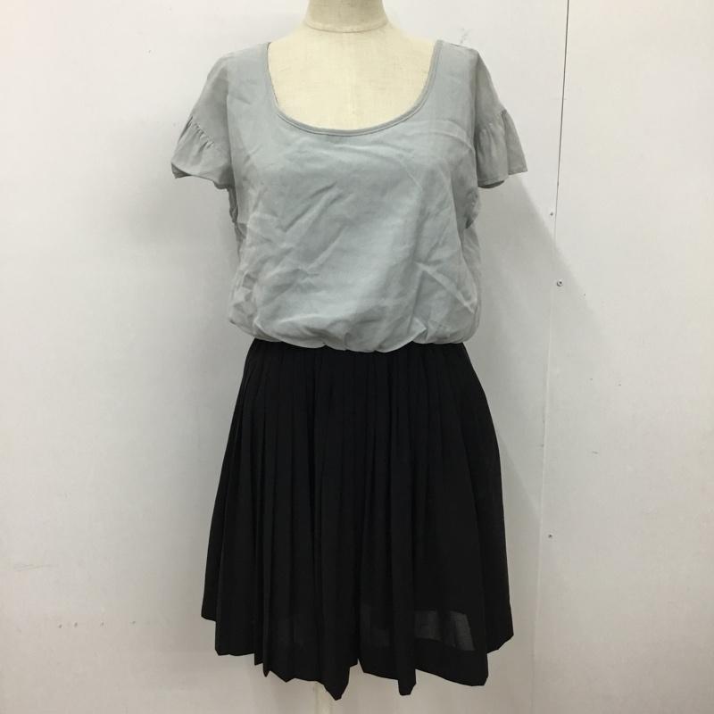 レイビームス Ray BEAMS ワンピース ひざ丈スカート 6326-0152-4509 プリーツスカート 無地 水色 / ライトブルー / X 黒 / ブラック /  レディース USED 古着 中古 10093837