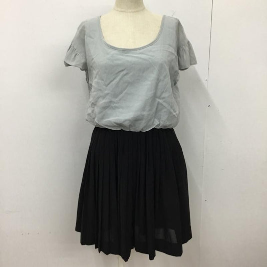 レイビームス Ray BEAMS ワンピース ひざ丈スカート 6326-0152-4509 プリーツスカート 無地 水色 / ライトブルー / X 黒 / ブラック /  レディース USED 古着 中古 10093837