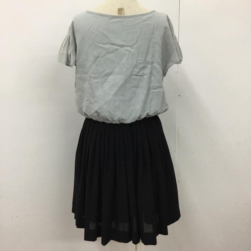 レイビームス Ray BEAMS ワンピース ひざ丈スカート 6326-0152-4509 プリーツスカート 無地 水色 / ライトブルー / X 黒 / ブラック /  レディース USED 古着 中古 10093837