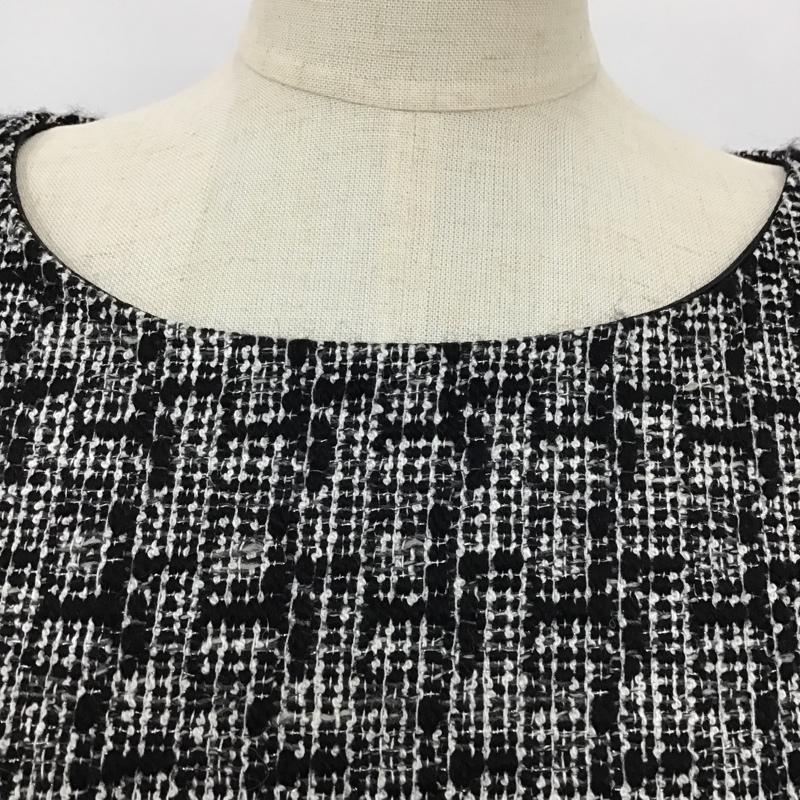 ロペ ROPE' ワンピース ひざ丈スカート 長袖ワンピース 総柄ワンピース バックスリットワンピース 36 総柄 白 / ホワイト / X 黒 / ブラック /  レディース USED 古着 中古 10093862