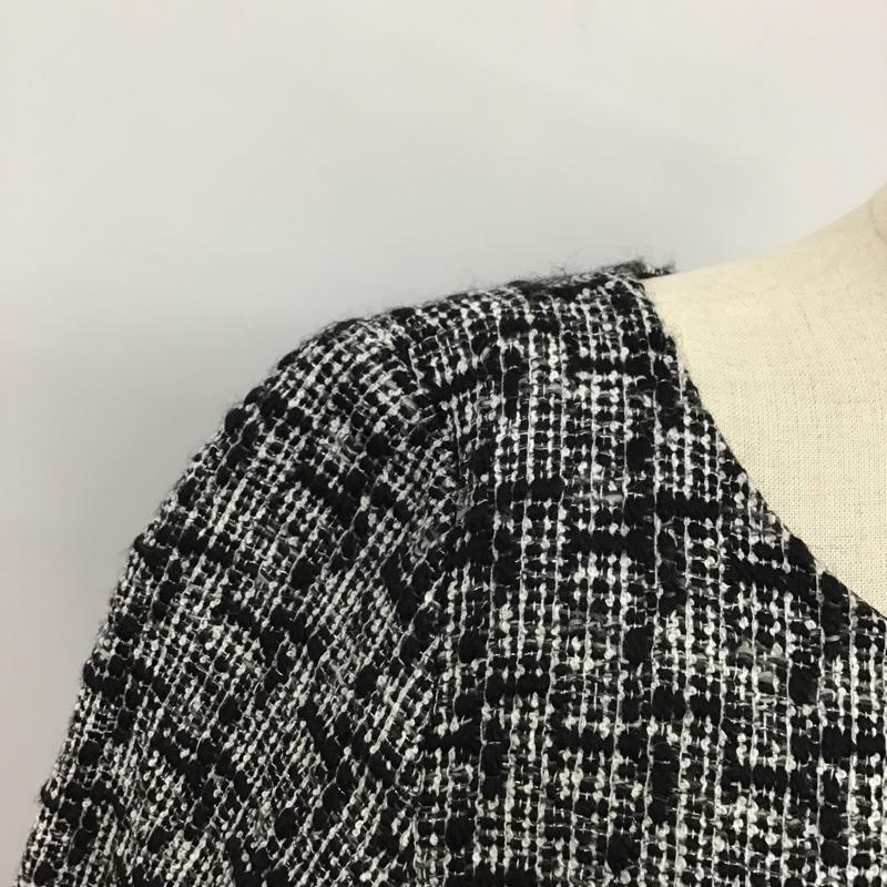 ロペ ROPE' ワンピース ひざ丈スカート 長袖ワンピース 総柄ワンピース バックスリットワンピース 36 総柄 白 / ホワイト / X 黒 / ブラック /  レディース USED 古着 中古 10093862
