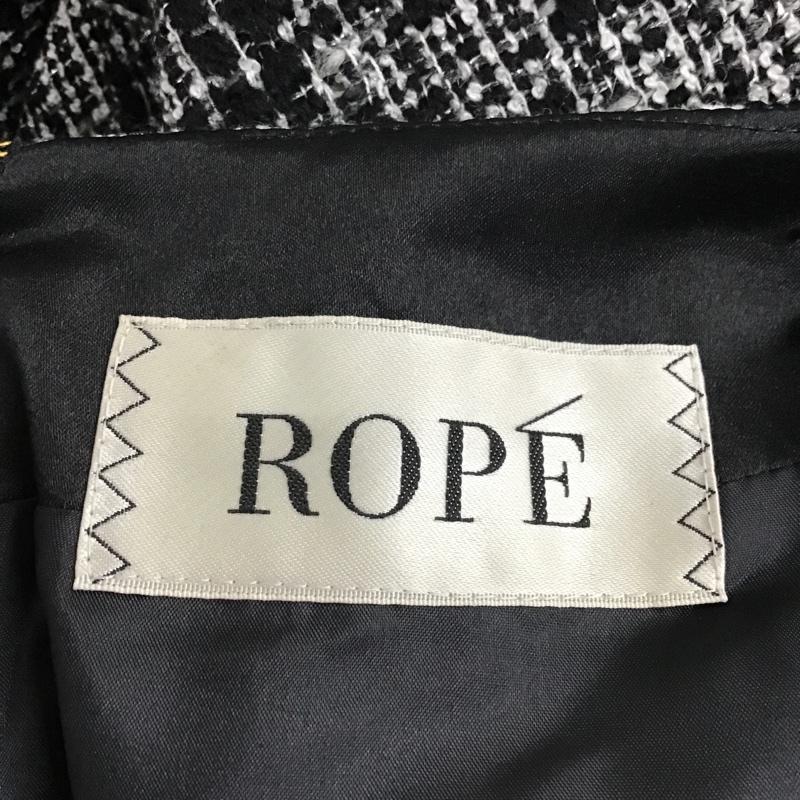 ロペ ROPE' ワンピース ひざ丈スカート 長袖ワンピース 総柄ワンピース バックスリットワンピース 36 総柄 白 / ホワイト / X 黒 / ブラック /  レディース USED 古着 中古 10093862