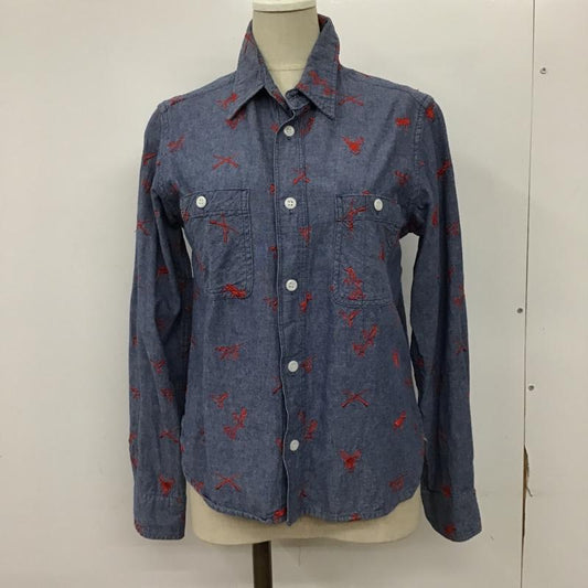 ビームスボーイ BEAMS BOY シャツ、ブラウス 長袖 13-11-0697-414 刺繍 総柄 紺 / ネイビー / X 赤 / レッド /  レディース USED 古着 中古 10093879