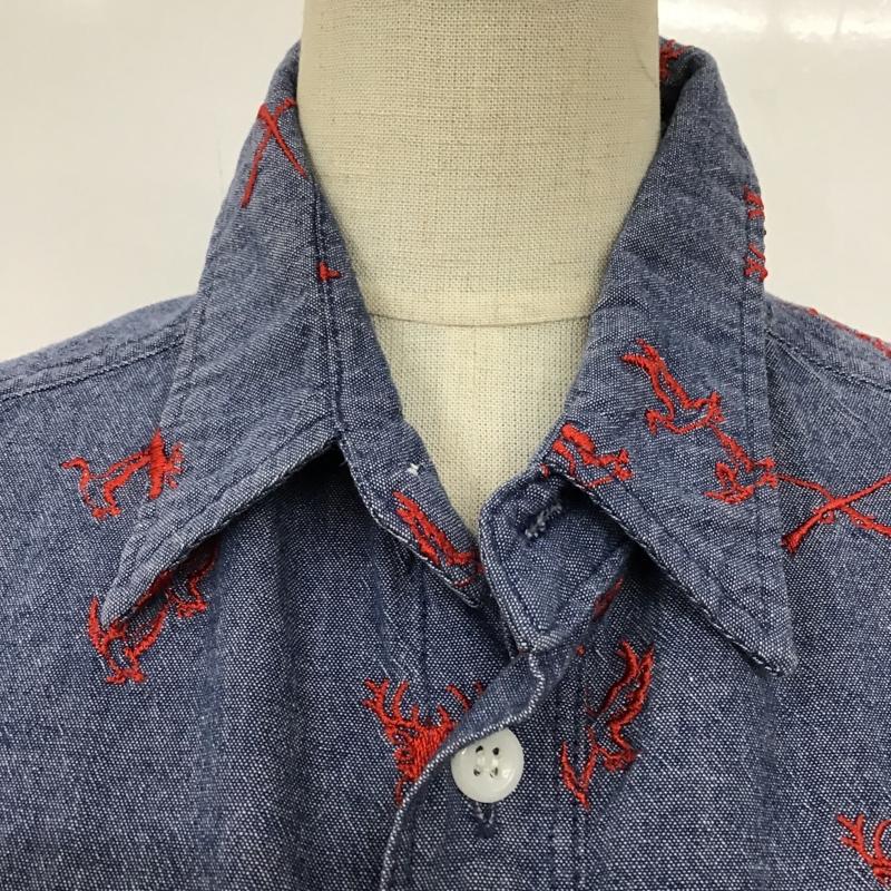 ビームスボーイ BEAMS BOY シャツ、ブラウス 長袖 13-11-0697-414 刺繍 総柄 紺 / ネイビー / X 赤 / レッド /  レディース USED 古着 中古 10093879