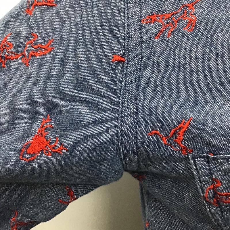 ビームスボーイ BEAMS BOY シャツ、ブラウス 長袖 13-11-0697-414 刺繍 総柄 紺 / ネイビー / X 赤 / レッド /  レディース USED 古着 中古 10093879