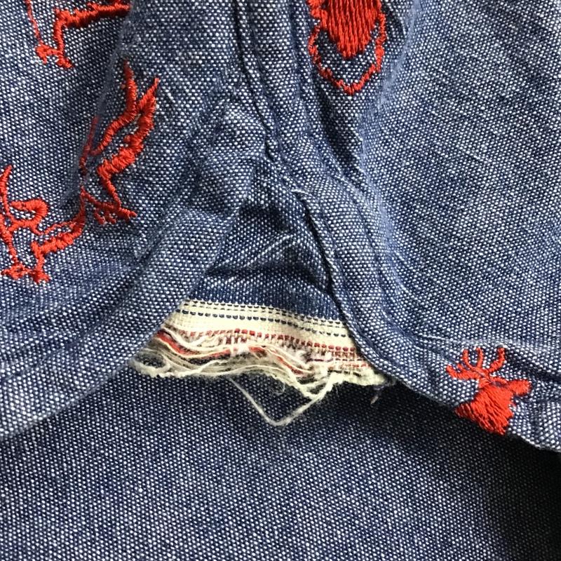 ビームスボーイ BEAMS BOY シャツ、ブラウス 長袖 13-11-0697-414 刺繍 総柄 紺 / ネイビー / X 赤 / レッド /  レディース USED 古着 中古 10093879