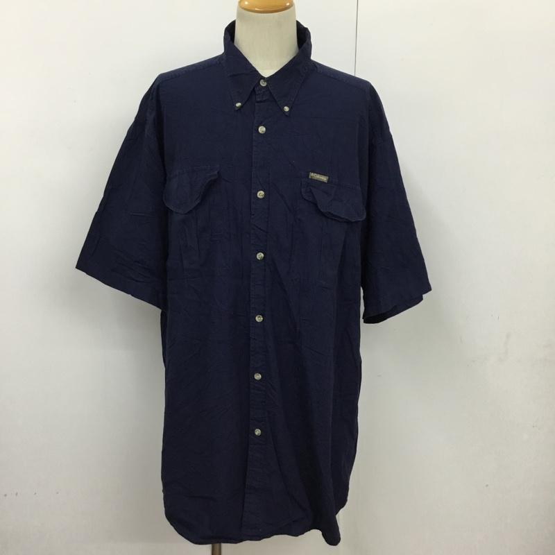 コロンビア Columbia シャツ、ブラウス 半袖 S9 LT7331 2XT ロゴ、文字 紺 / ネイビー /  メンズ USED 古着 中古 10093940