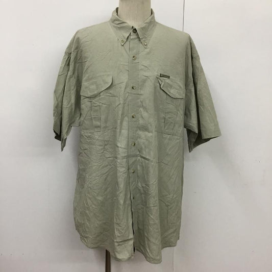 コロンビア Columbia シャツ、ブラウス 半袖 S9 AM7331 ワークシャツ XL ロゴ、文字 灰 / グレー /  メンズ USED 古着 中古 10093942