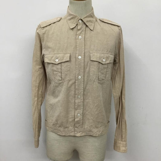ユナイテッドアローズ UNITED ARROWS シャツ、ブラウス 長袖 1111-163-0328 コットンリネン ミリタリーシャツ M 無地 ベージュ / ベージュ /  メンズ USED 古着 中古 10093969