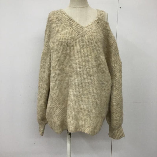 ムルーア MURUA ニット、セーター 長袖 012062601501-01 長袖ニットセーターVネック カットアウト オーバーサイズ FREE 無地 茶 / ブラウン /  レディース USED 古着 中古 10093972