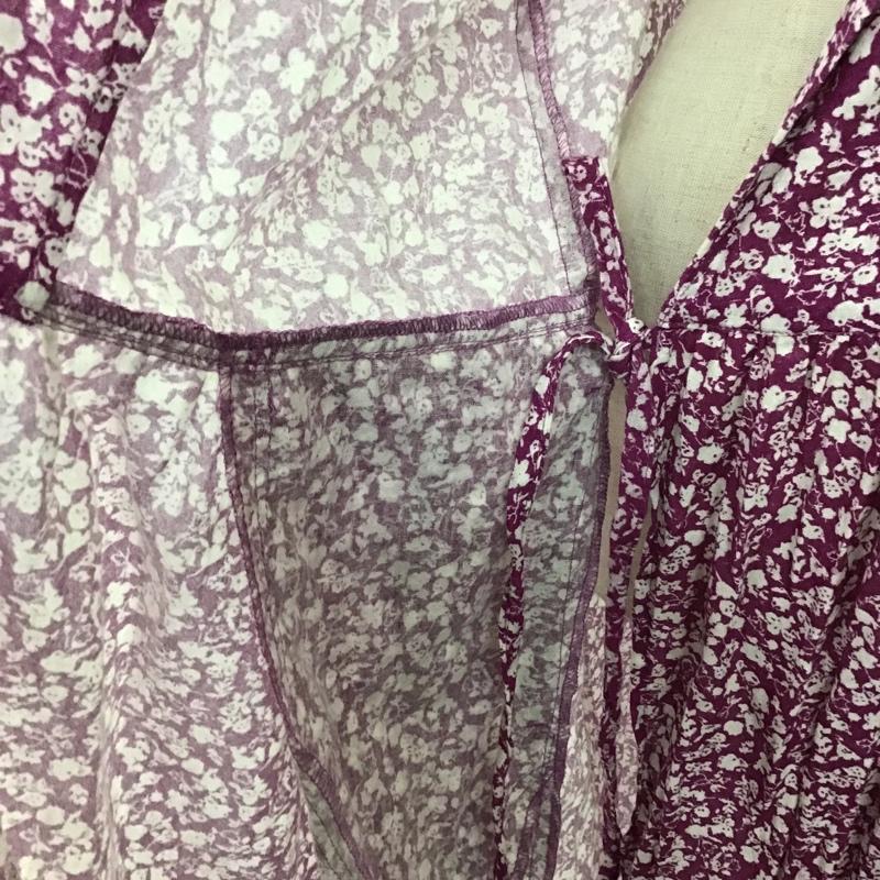 サマンサモスモス Samansa Mos2 ワンピース ロングスカート FSS-1104076 花柄カシュクールワンピース 半袖ロング前開ワンピース FREE 総柄 X 花柄 白 / ホワイト / X 紫 / パープル /  レディース USED 古着 中古 10094013