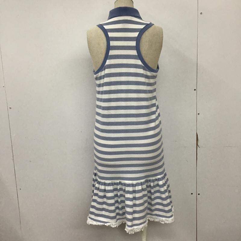 ラルフローレン RALPHLAUREN ワンピース ロングスカート ボーダーロングワンピース ノースリーブワンピース フレアワンピース XL ボーダー柄 白 / ホワイト / X 水色 / ライトブルー /  レディース USED 古着 中古 10094015