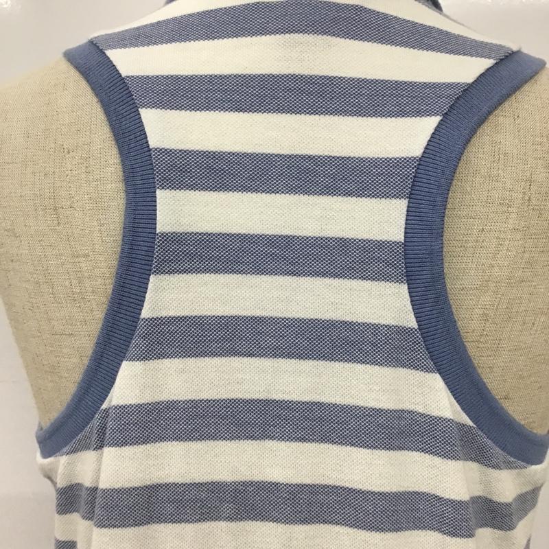 ラルフローレン RALPHLAUREN ワンピース ロングスカート ボーダーロングワンピース ノースリーブワンピース フレアワンピース XL ボーダー柄 白 / ホワイト / X 水色 / ライトブルー /  レディース USED 古着 中古 10094015