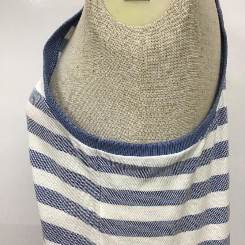 ラルフローレン RALPHLAUREN ワンピース ロングスカート ボーダーロングワンピース ノースリーブワンピース フレアワンピース XL ボーダー柄 白 / ホワイト / X 水色 / ライトブルー /  レディース USED 古着 中古 10094015