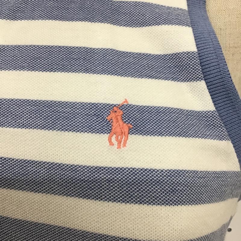 ラルフローレン RALPHLAUREN ワンピース ロングスカート ボーダーロングワンピース ノースリーブワンピース フレアワンピース XL ボーダー柄 白 / ホワイト / X 水色 / ライトブルー /  レディース USED 古着 中古 10094015