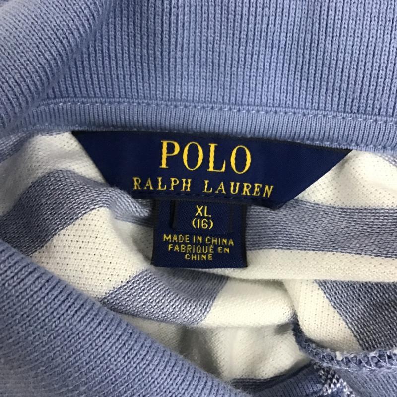 ラルフローレン RALPHLAUREN ワンピース ロングスカート ボーダーロングワンピース ノースリーブワンピース フレアワンピース XL ボーダー柄 白 / ホワイト / X 水色 / ライトブルー /  レディース USED 古着 中古 10094015