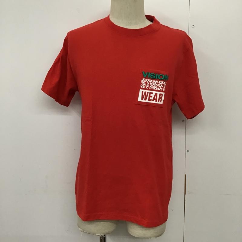 ヴィジョン ストリート ウェア VISION STREET WEAR Tシャツ 半袖 8504123-T クルーネック 胸ポケット L ロゴ、文字 赤 / レッド /  メンズ USED 古着 中古 10094137