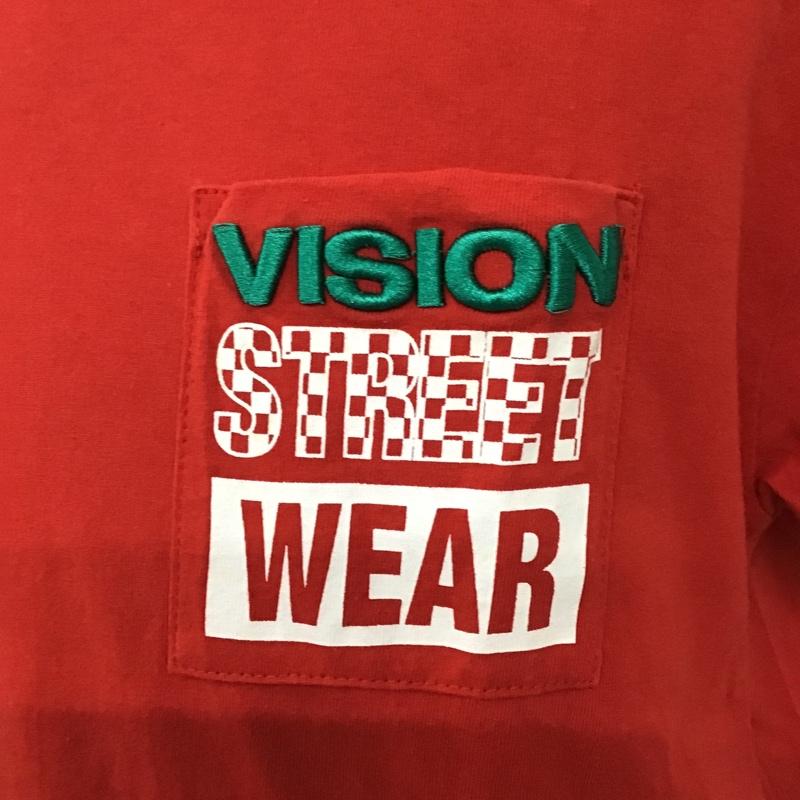 ヴィジョン ストリート ウェア VISION STREET WEAR Tシャツ 半袖 8504123-T クルーネック 胸ポケット L ロゴ、文字 赤 / レッド /  メンズ USED 古着 中古 10094137