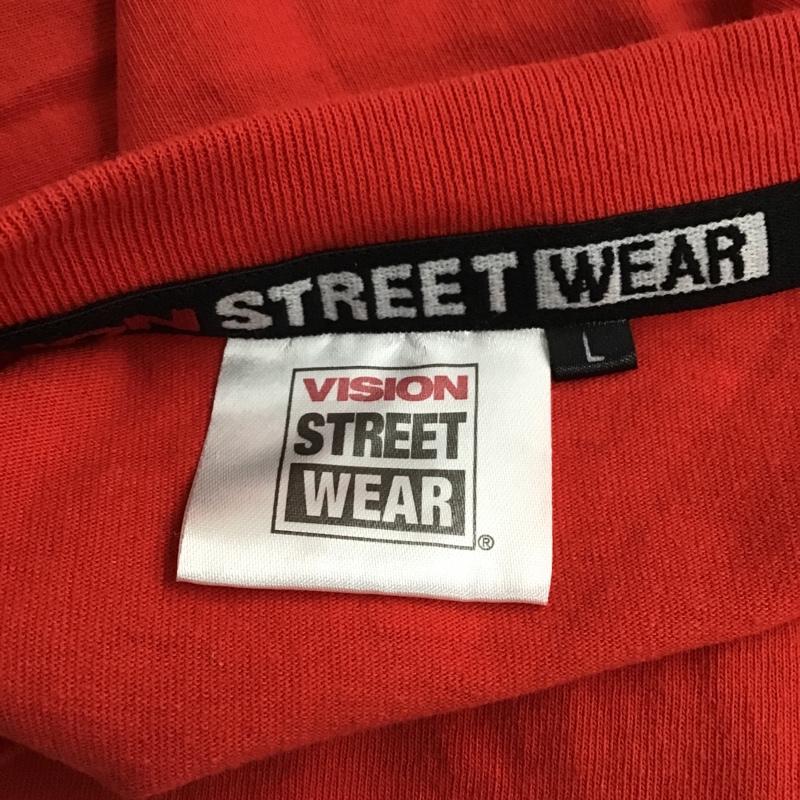 ヴィジョン ストリート ウェア VISION STREET WEAR Tシャツ 半袖 8504123-T クルーネック 胸ポケット L ロゴ、文字 赤 / レッド /  メンズ USED 古着 中古 10094137