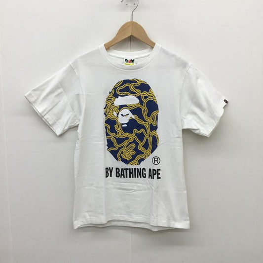 アベイシングエイプ A BATHING APE Tシャツ 半袖 猿顔　ロープ柄 S キャラクター X プリント 白 / ホワイト / X 青 / ブルー / X 黄 / イエロー /  メンズ USED 古着 中古 10094151