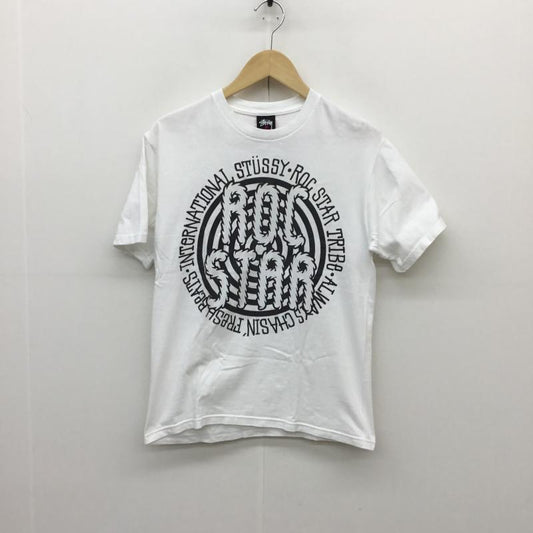 ステューシー STUSSY Tシャツ 半袖 ROCSTAR ロックスター コラボ S ロゴ、文字 X プリント 白 / ホワイト / X 黒 / ブラック /  メンズ USED 古着 中古 10094156