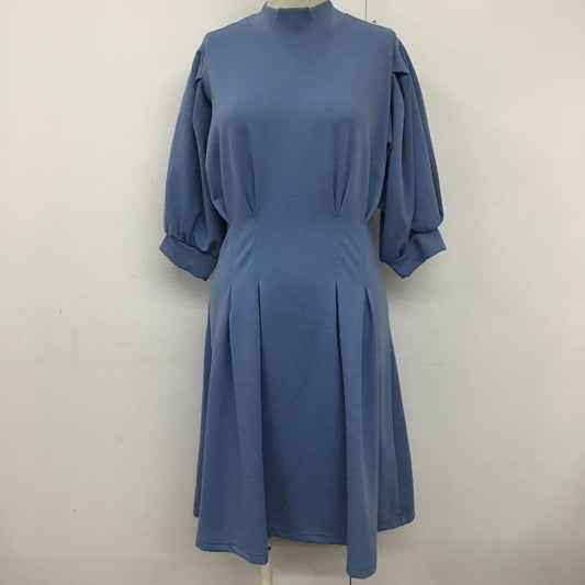 スライ SLY ワンピース ひざ丈スカート 030FAA83-2720 TUCK PUFF S／L FLARE ワンピース 2 無地 水色 / ライトブルー /  レディース USED 古着 中古 10094213