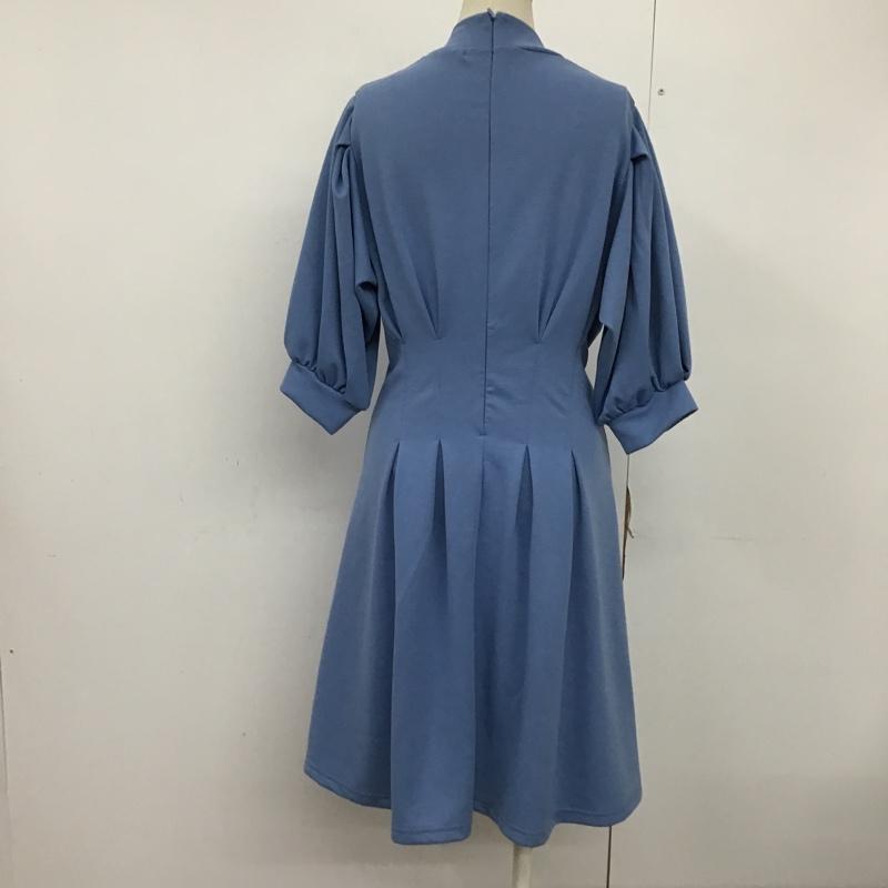 スライ SLY ワンピース ひざ丈スカート 030FAA83-2720 TUCK PUFF S／L FLARE ワンピース 2 無地 水色 / ライトブルー /  レディース USED 古着 中古 10094213