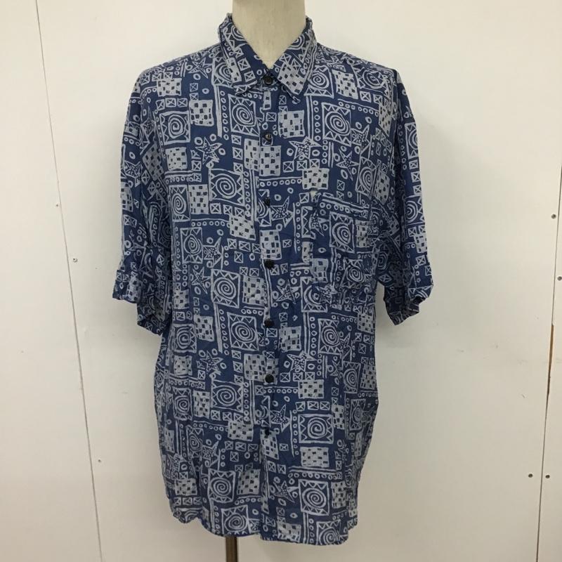 古着 USED シャツ、ブラウス 半袖 ヴィンテージシャツ 総柄 半袖シャツ アロハシャツ L 総柄 青 / ブルー / X 白 / ホワイト /  メンズ USED 古着 中古 10094224