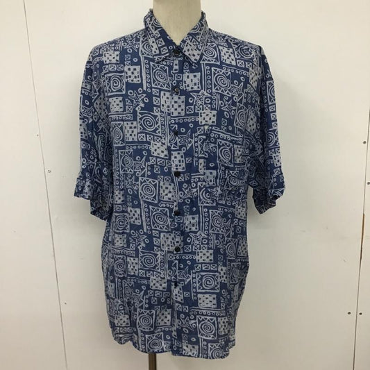 古着 USED シャツ、ブラウス 半袖 ヴィンテージシャツ 総柄 半袖シャツ アロハシャツ L 総柄 青 / ブルー / X 白 / ホワイト /  メンズ USED 古着 中古 10094224