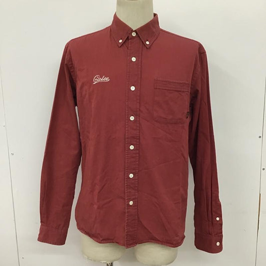 キャリー CALEE シャツ、ブラウス 半袖 長袖シャツ ボタンダウンシャツ ポケットシャツ L 無地 X 刺繍 えんじ / ワインレッド /  メンズ USED 古着 中古 10094254