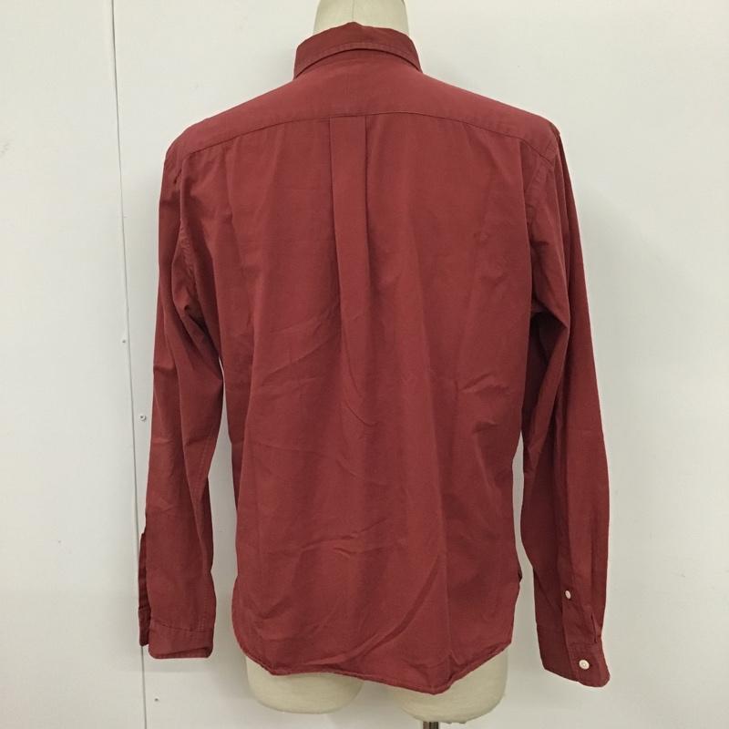キャリー CALEE シャツ、ブラウス 半袖 長袖シャツ ボタンダウンシャツ ポケットシャツ L 無地 X 刺繍 えんじ / ワインレッド /  メンズ USED 古着 中古 10094254