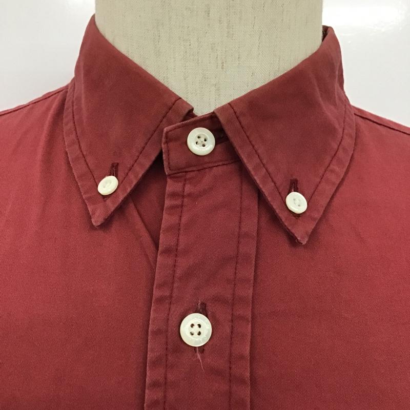 キャリー CALEE シャツ、ブラウス 半袖 長袖シャツ ボタンダウンシャツ ポケットシャツ L 無地 X 刺繍 えんじ / ワインレッド /  メンズ USED 古着 中古 10094254