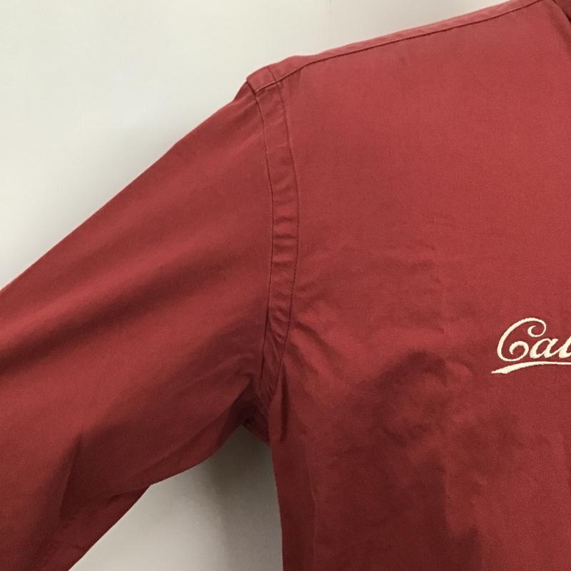 キャリー CALEE シャツ、ブラウス 半袖 長袖シャツ ボタンダウンシャツ ポケットシャツ L 無地 X 刺繍 えんじ / ワインレッド /  メンズ USED 古着 中古 10094254