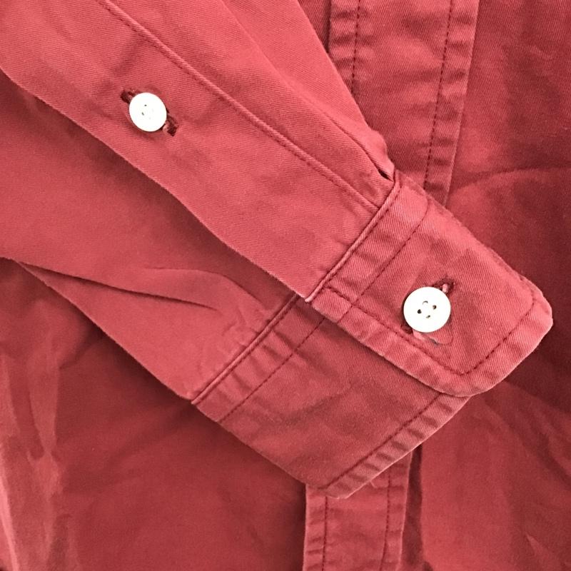 キャリー CALEE シャツ、ブラウス 半袖 長袖シャツ ボタンダウンシャツ ポケットシャツ L 無地 X 刺繍 えんじ / ワインレッド /  メンズ USED 古着 中古 10094254