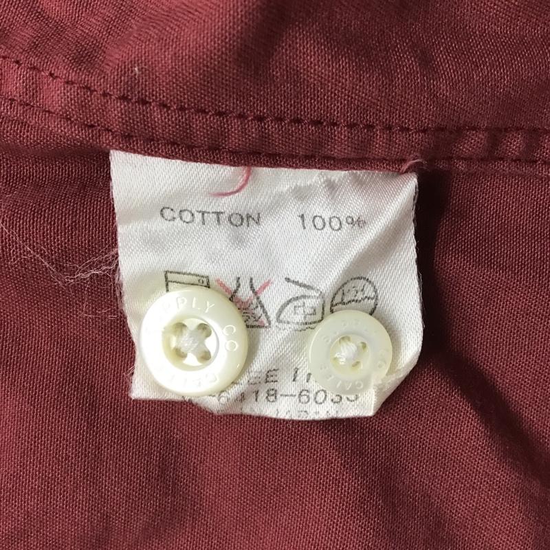 キャリー CALEE シャツ、ブラウス 半袖 長袖シャツ ボタンダウンシャツ ポケットシャツ L 無地 X 刺繍 えんじ / ワインレッド /  メンズ USED 古着 中古 10094254