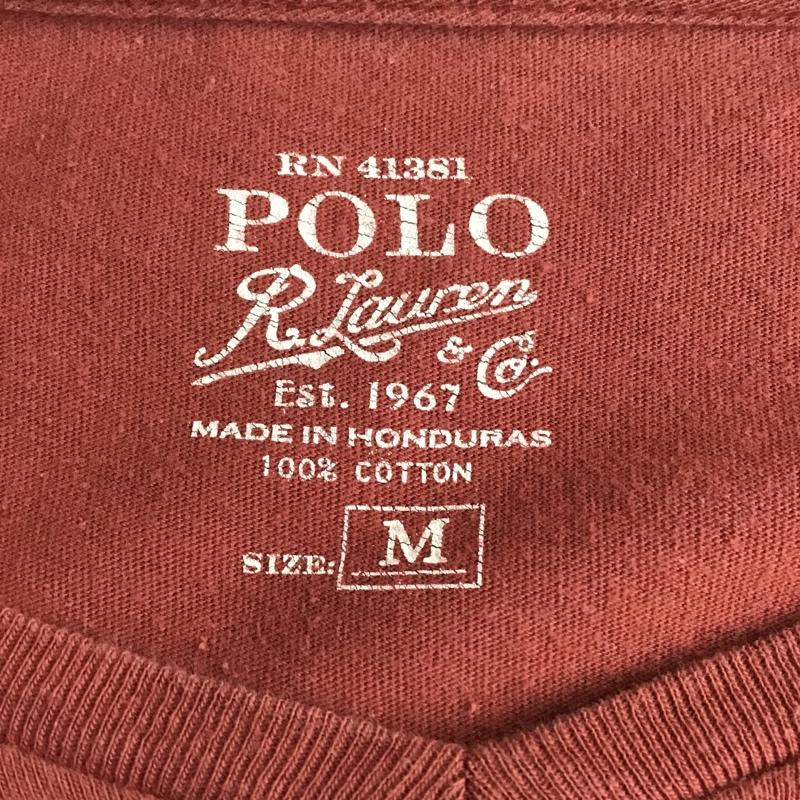 ポロラルフローレン POLO RALPH LAUREN Tシャツ 半袖 長袖カットソー Vネックカットソー M 無地 X ワンポイント 赤 / レッド /  メンズ USED 古着 中古 10094267