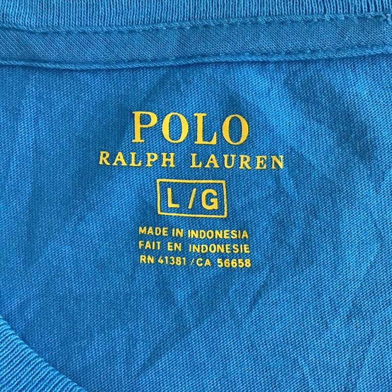 ポロラルフローレン POLO RALPH LAUREN Tシャツ 半袖 半袖カットソー 半袖Tシャツ 無地Tシャツ L 無地 X ワンポイント 青 / ブルー /  メンズ USED 古着 中古 10094274