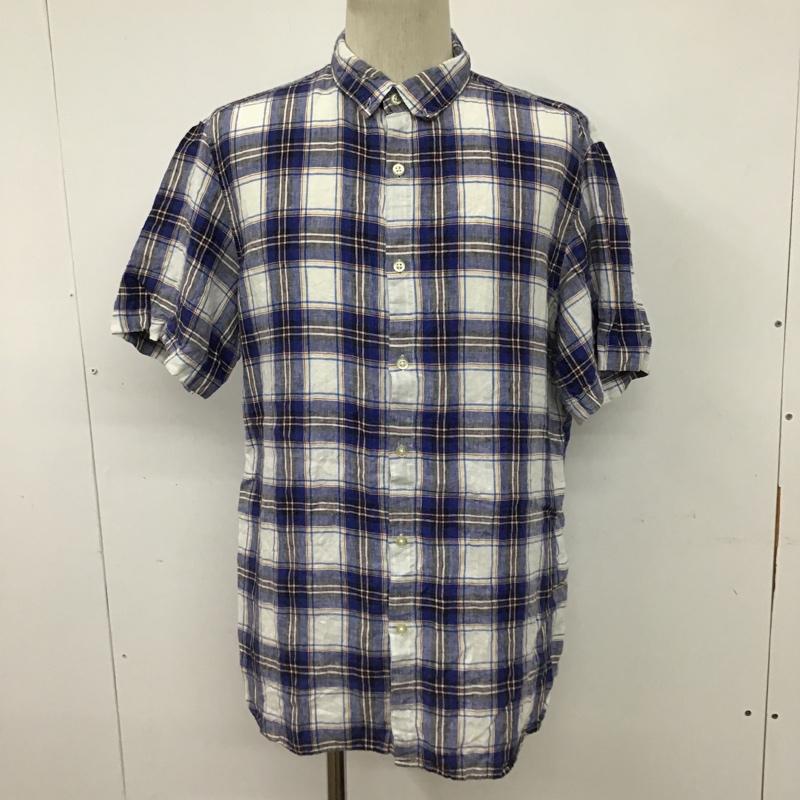 バナナリパブリック BANANA REPUBLIC シャツ、ブラウス 半袖 ボタンダウン リネン M チェック 白 / ホワイト / X 青 / ブルー / X 黄 / イエロー / X 黒 / ブラック / X 赤 / レッド /  メンズ USED 古着 中古 10094341