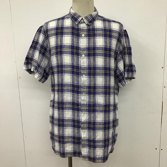 バナナリパブリック BANANA REPUBLIC シャツ、ブラウス 半袖 ボタンダウン リネン M チェック 白 / ホワイト / X 青 / ブルー / X 黄 / イエロー / X 黒 / ブラック / X 赤 / レッド /  メンズ USED 古着 中古 10094341