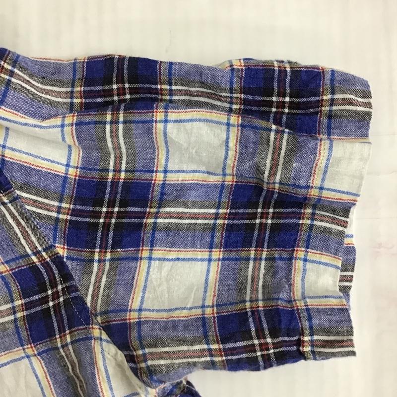 バナナリパブリック BANANA REPUBLIC シャツ、ブラウス 半袖 ボタンダウン リネン M チェック 白 / ホワイト / X 青 / ブルー / X 黄 / イエロー / X 黒 / ブラック / X 赤 / レッド /  メンズ USED 古着 中古 10094341