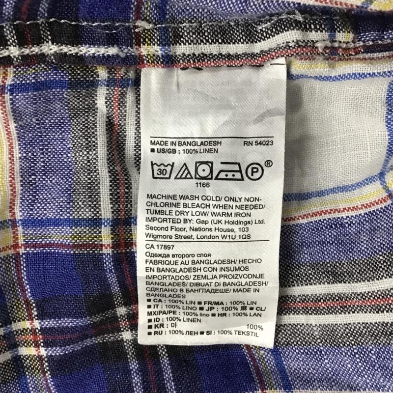 バナナリパブリック BANANA REPUBLIC シャツ、ブラウス 半袖 ボタンダウン リネン M チェック 白 / ホワイト / X 青 / ブルー / X 黄 / イエロー / X 黒 / ブラック / X 赤 / レッド /  メンズ USED 古着 中古 10094341