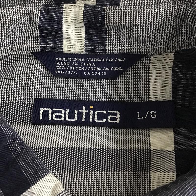 ノーティカ NAUTICA シャツ、ブラウス 半袖 ボタンダウン 胸ポケット L チェック 白 / ホワイト / X 紺 / ネイビー / X ベージュ / ベージュ /  メンズ USED 古着 中古 10094362
