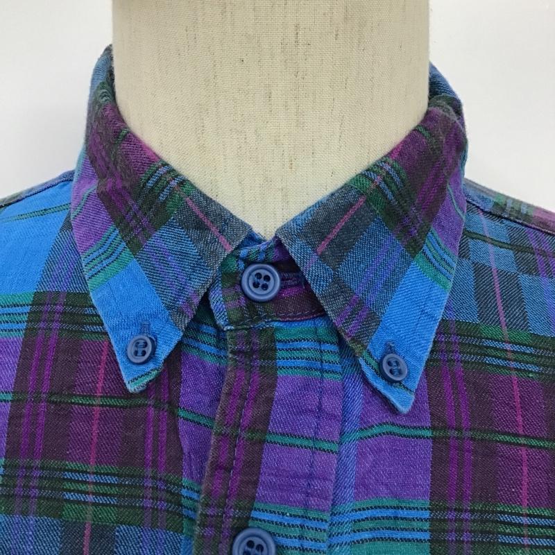 古着 USED シャツ、ブラウス 半袖 ボタンダウン L チェック 青 / ブルー / X 紫 / パープル / X 緑 / グリーン /  メンズ USED 古着 中古 10094364