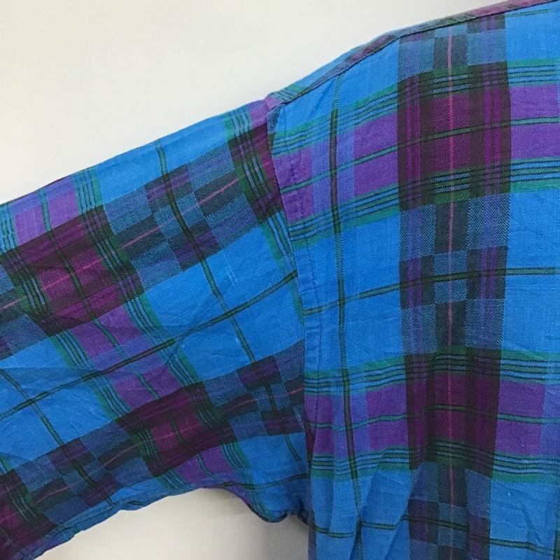 古着 USED シャツ、ブラウス 半袖 ボタンダウン L チェック 青 / ブルー / X 紫 / パープル / X 緑 / グリーン /  メンズ USED 古着 中古 10094364